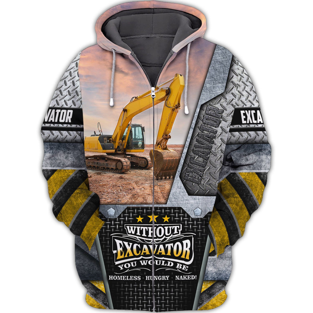 FUNSTUFFPRINT Excavator 3D Hoodie and Zip Hoodie