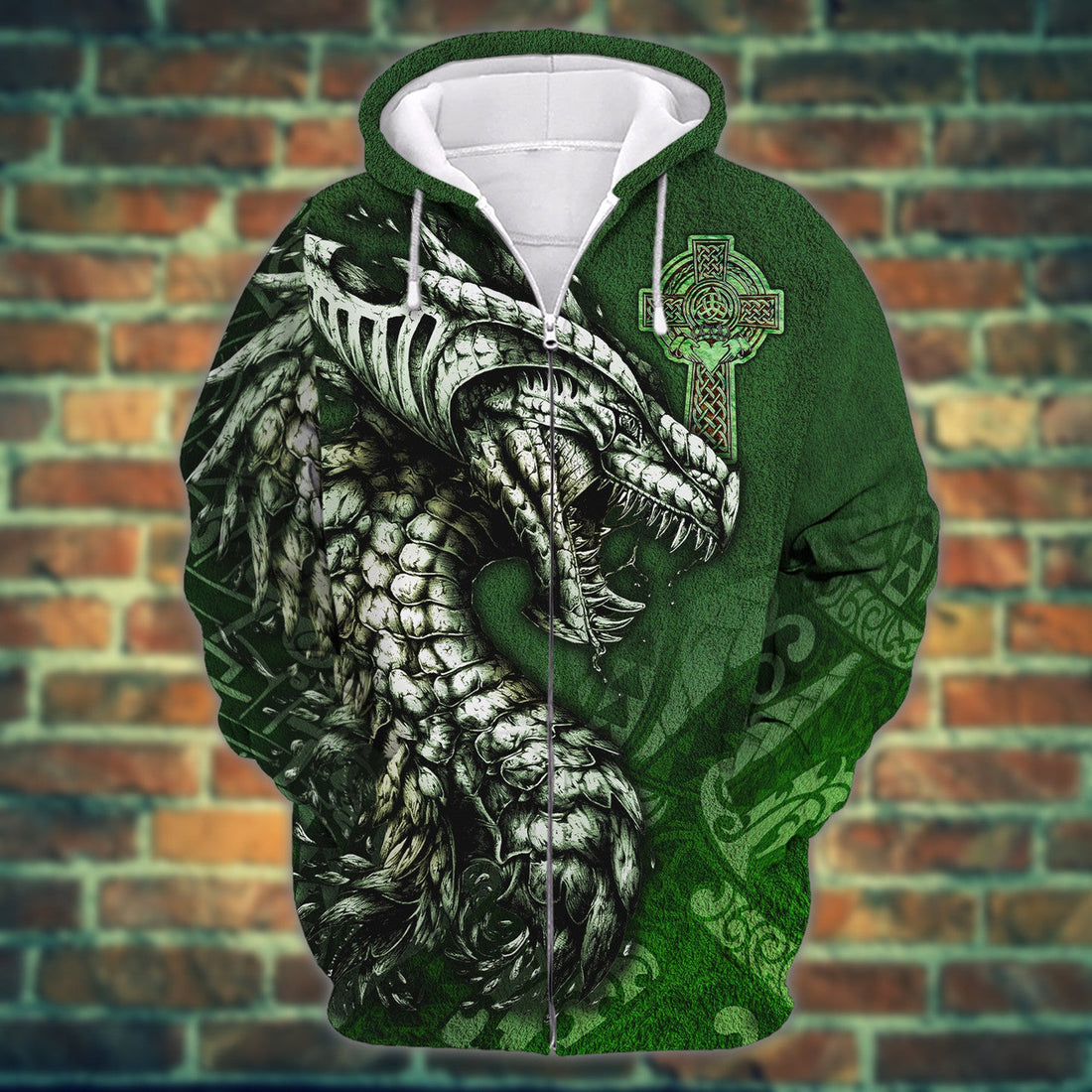 FUNSTUFFPRINT Celtic Dragon Tattoo Irish 3D Hoodie and Zip Hoodie