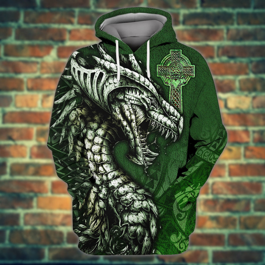 FUNSTUFFPRINT Celtic Dragon Tattoo Irish 3D Hoodie and Zip Hoodie