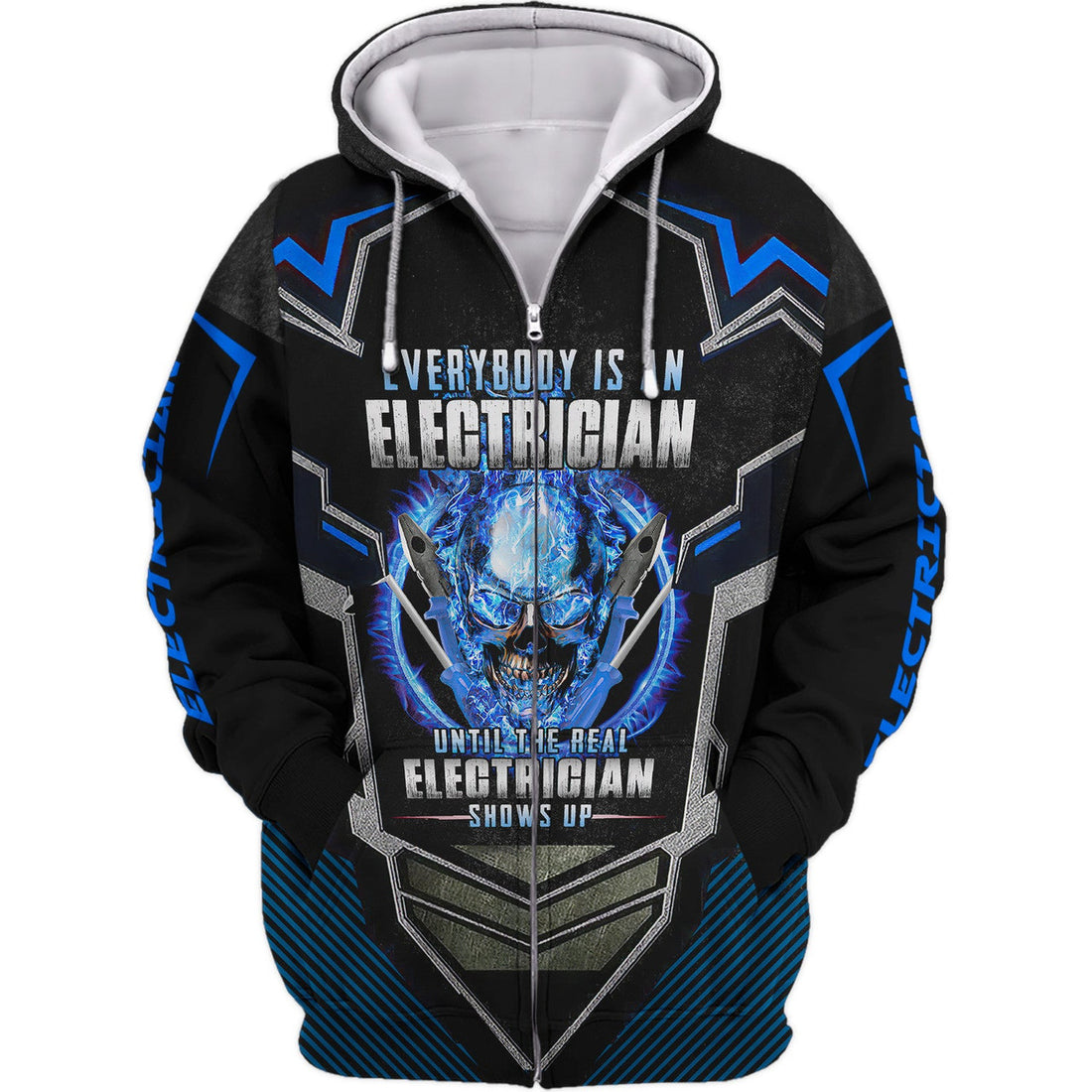 FUNSTUFFPRINT Everybody Is An Electrician Until The Real Electrican Shows Up Electrician Style 3D Hoodie and Zip Hoodie