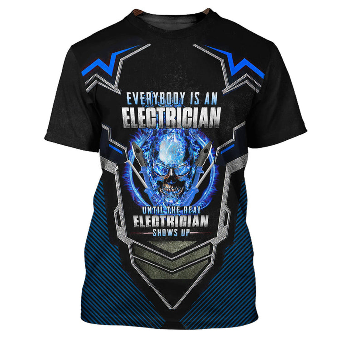 FUNSTUFFPRINT Everybody Is An Electrician Until The Real Electrician Shows Up Electrician Style 3D All Over Print 3D T-shirt