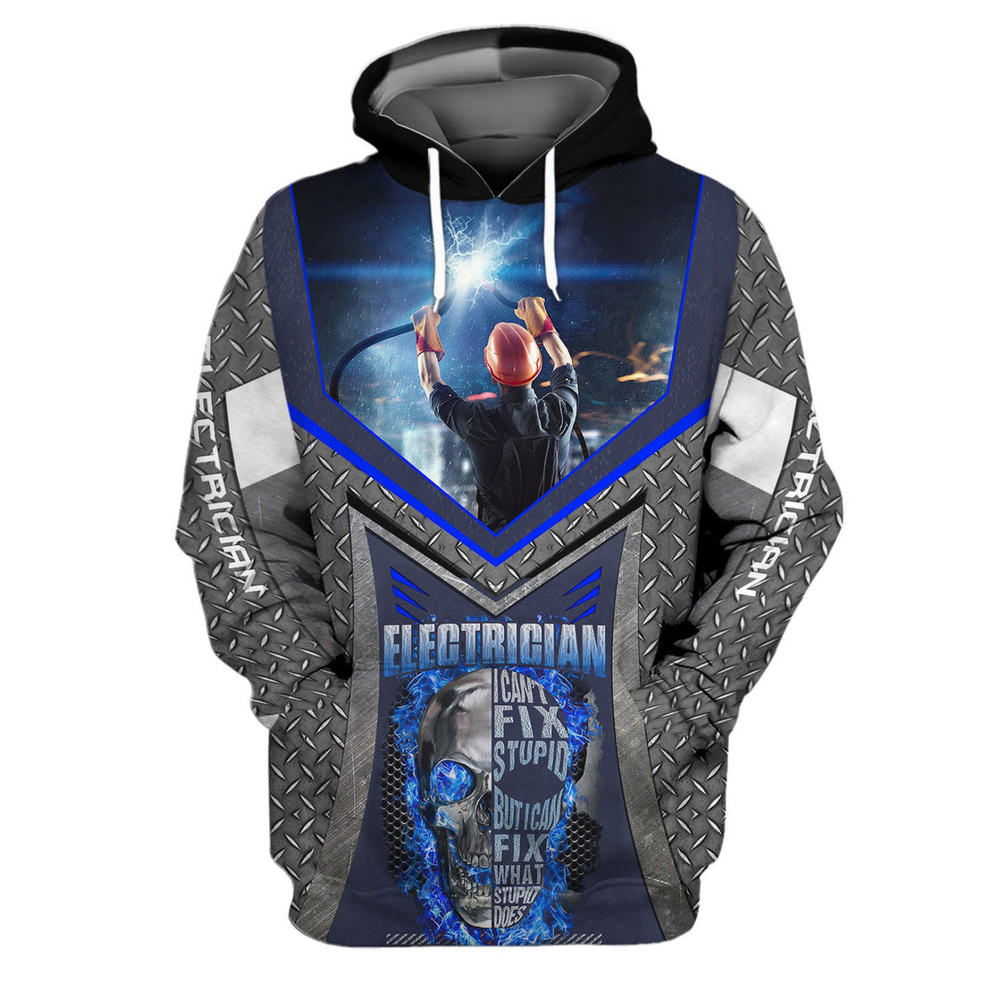 FUNSTUFFPRINT Electrician I Can't Fix Stupid But I Can Fix Whay Stupid Does 3D Hoodie and Zip Hoodie
