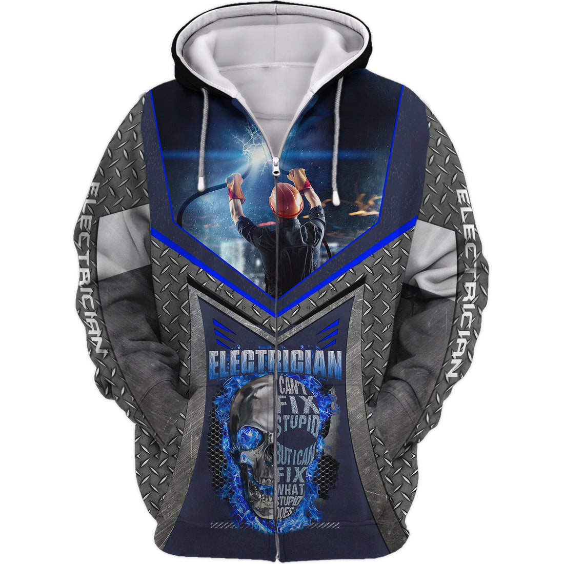 FUNSTUFFPRINT Electrician I Can't Fix Stupid But I Can Fix Whay Stupid Does 3D Hoodie and Zip Hoodie