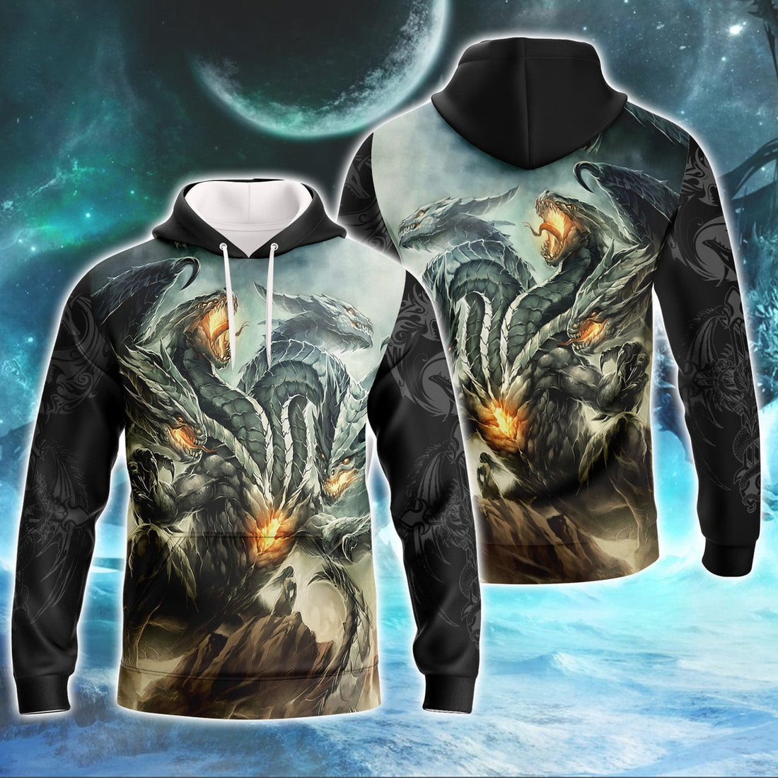 FUNSTUFFPRINT Tattoo And Dungeon Dragon 3D Hoodie and Zip Hoodie