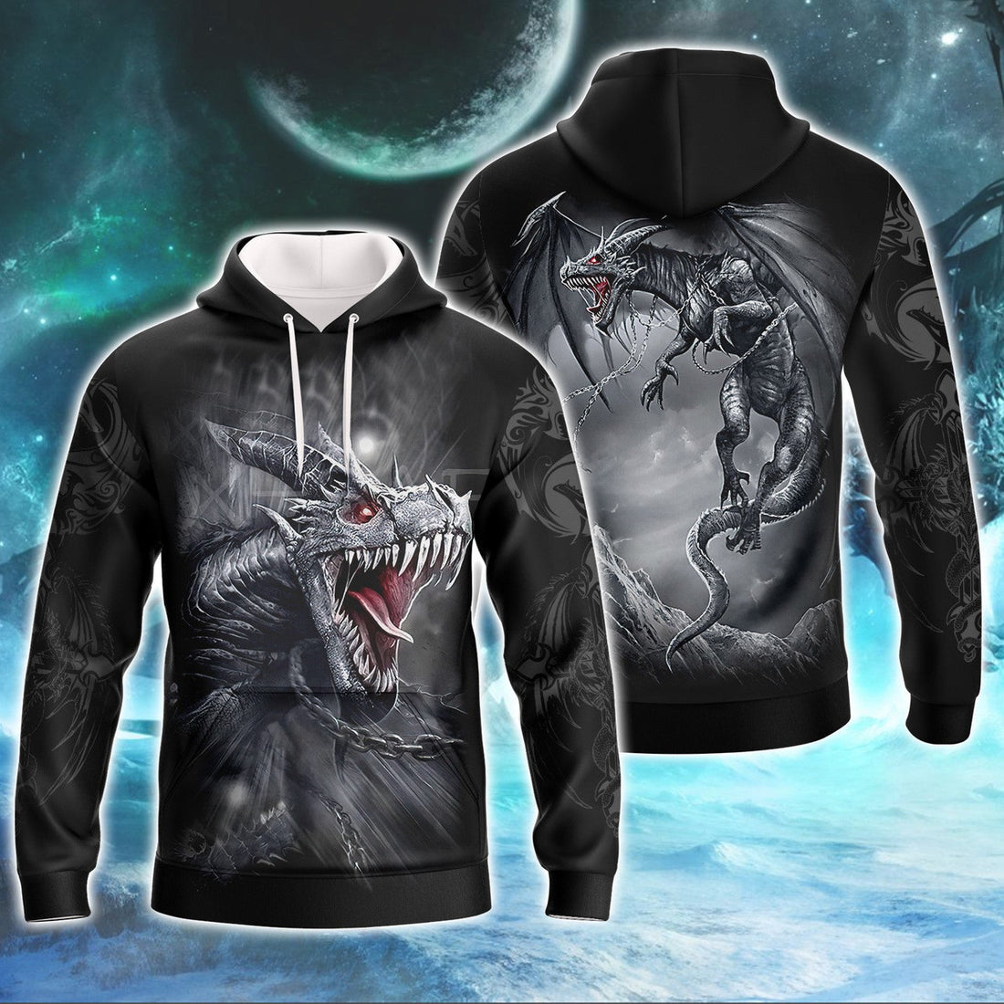 FUNSTUFFPRINT Tattoo And Dungeon Dragon 3D Hoodie and Zip Hoodie