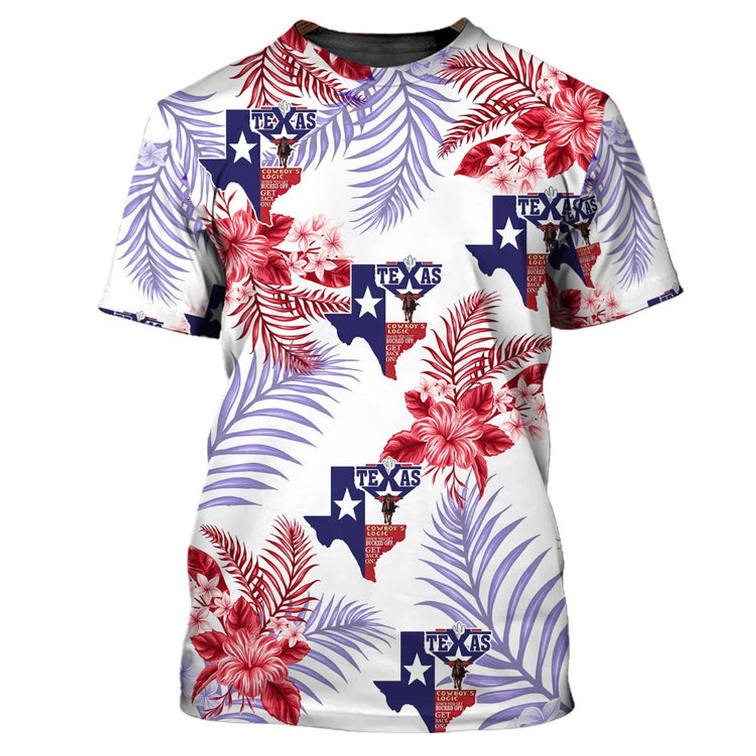 FUNSTUFFPRINT Texas Flag Flower Pattern 3D Full PrinT-Shirt, Perfect Christmas Shirt for Texas Lovers 3D T-shirt