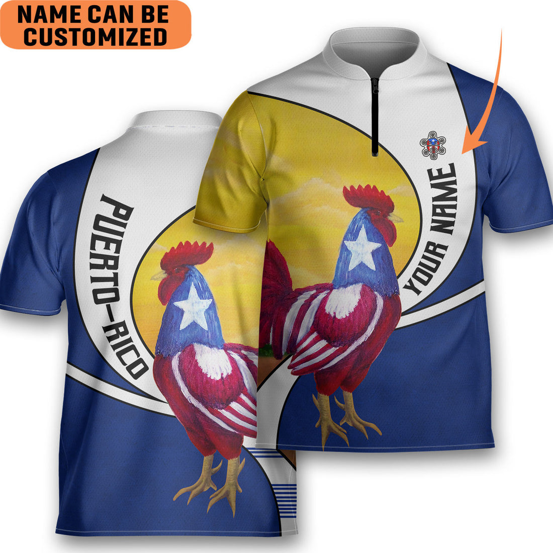 Customize Name Puerto Rico AOP Bowling Jersey Style Polo Men's Shirt Gift for Puerto Rican
