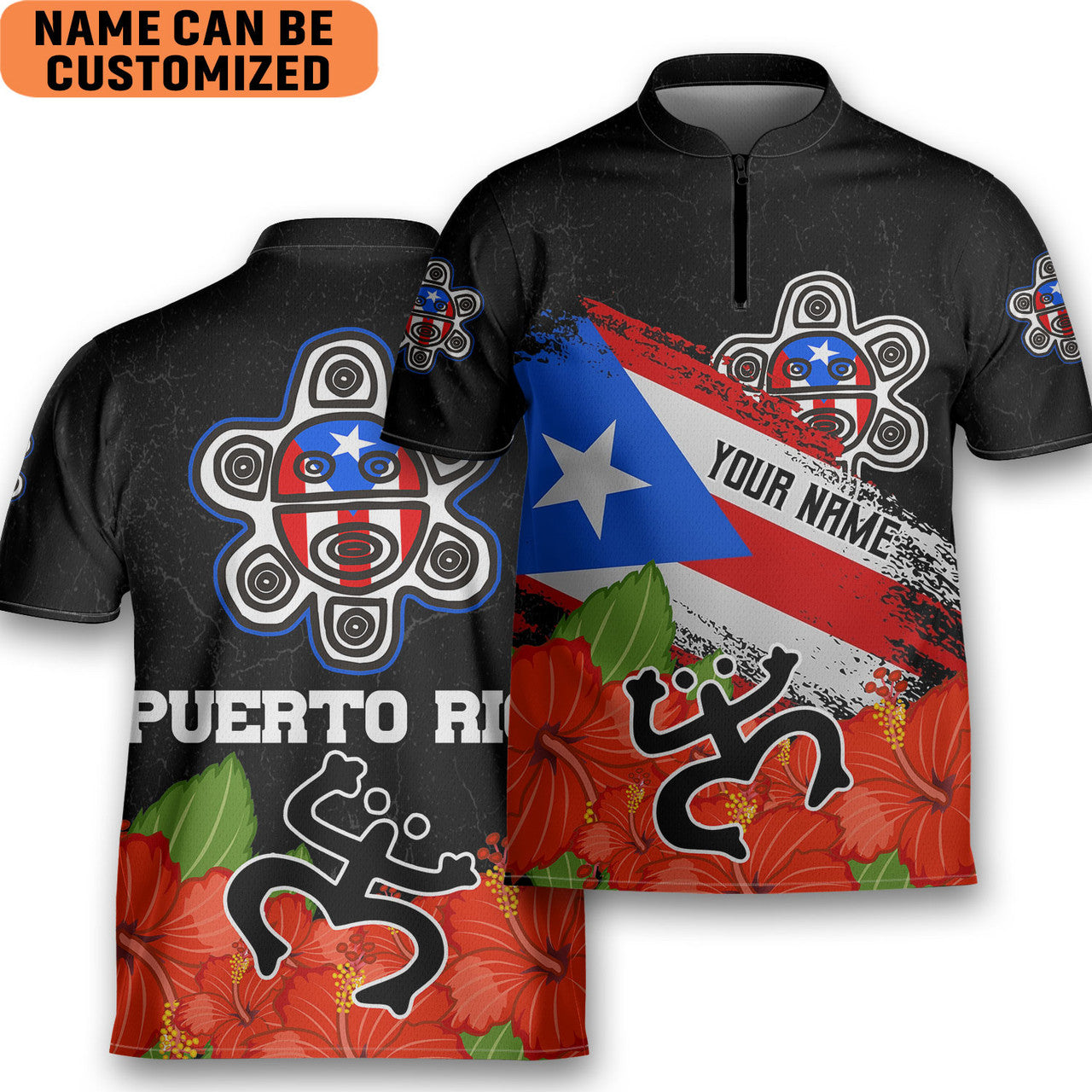 Custom Personalized Puerto Rico AOP Bowling Jersey Style Polo Men's Shirt Gift for Puerto Rican