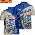 Custom Unisex Personalized Puerto Rico Flag Coqui Bowling Jersey Style Polo Men's Shirt 02