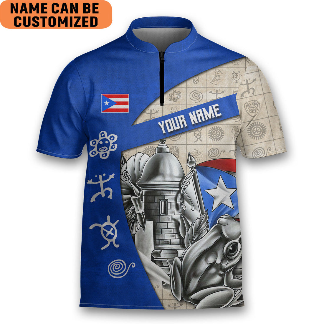 Custom Unisex Personalized Puerto Rico Flag Coqui Bowling Jersey Style Polo Men's Shirt 02