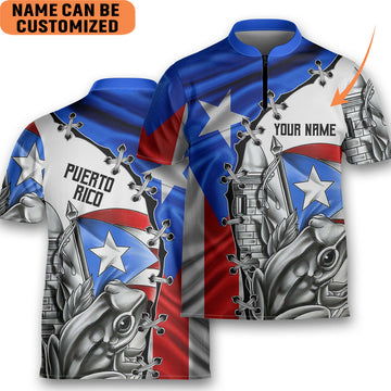 Custom Puerto Rico Coqui Symbols Bowling Jersey Style Polo Men's Shirt for Puerto Rican 03