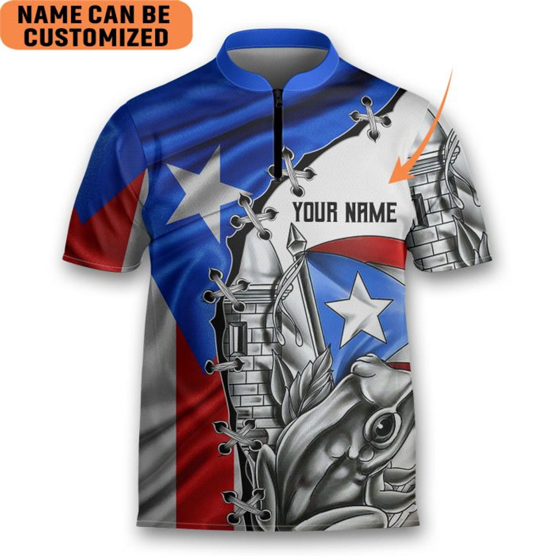 Custom Puerto Rico Coqui Symbols Bowling Jersey Style Polo Men's Shirt for Puerto Rican 03