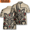 Custom Personalized Custom Puerto Rico Taino Sun Tattoo Bowling Jersey Style Polo Quick Zip