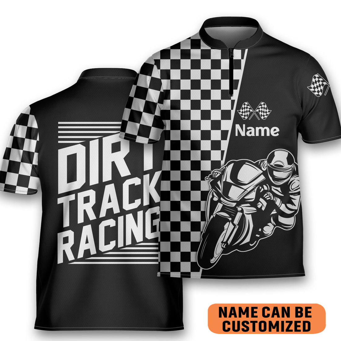 Custom Racing DIRT TRACK Lover Customized Bowling Jersey Zipper Polo Shirt