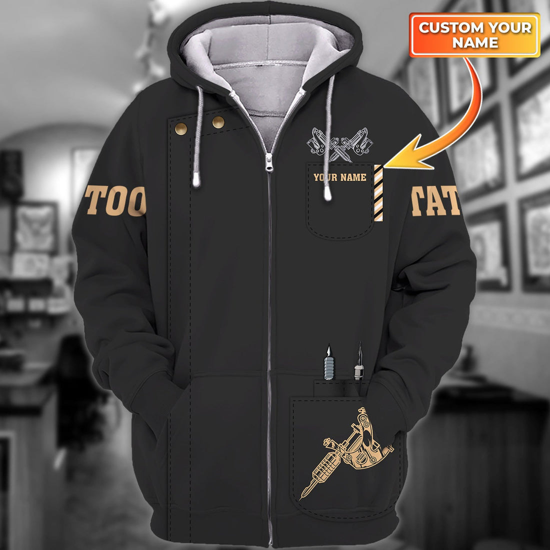 FUNSTUFFPRINT Tattoo Lover Personalized Classic Tattoo Artist 3D Hoodie and Zip Hoodie