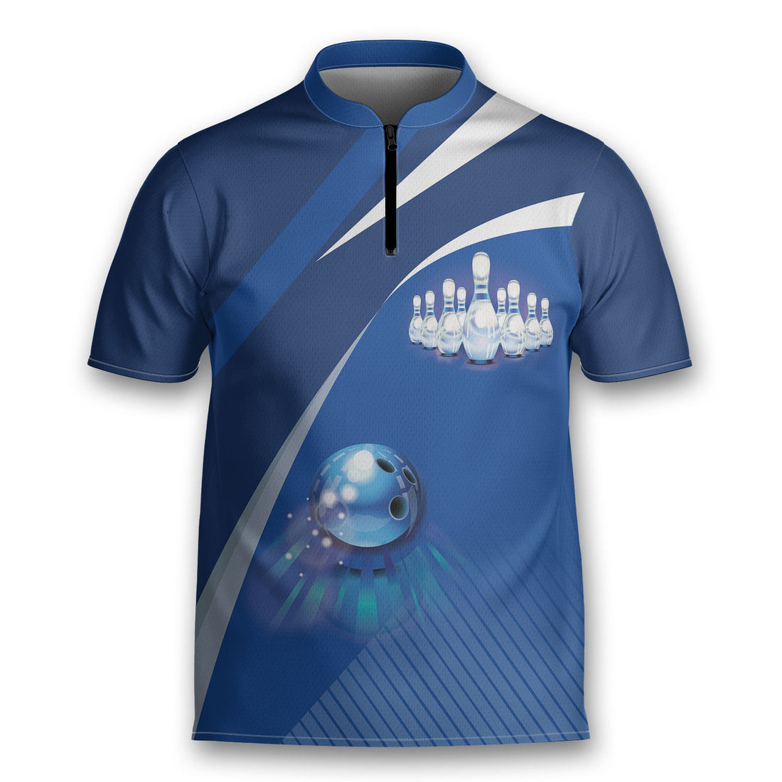 Custom Personalized You Throwing Bowling Blue Ball Bowling Jersey Zipper Shirt Custom Name