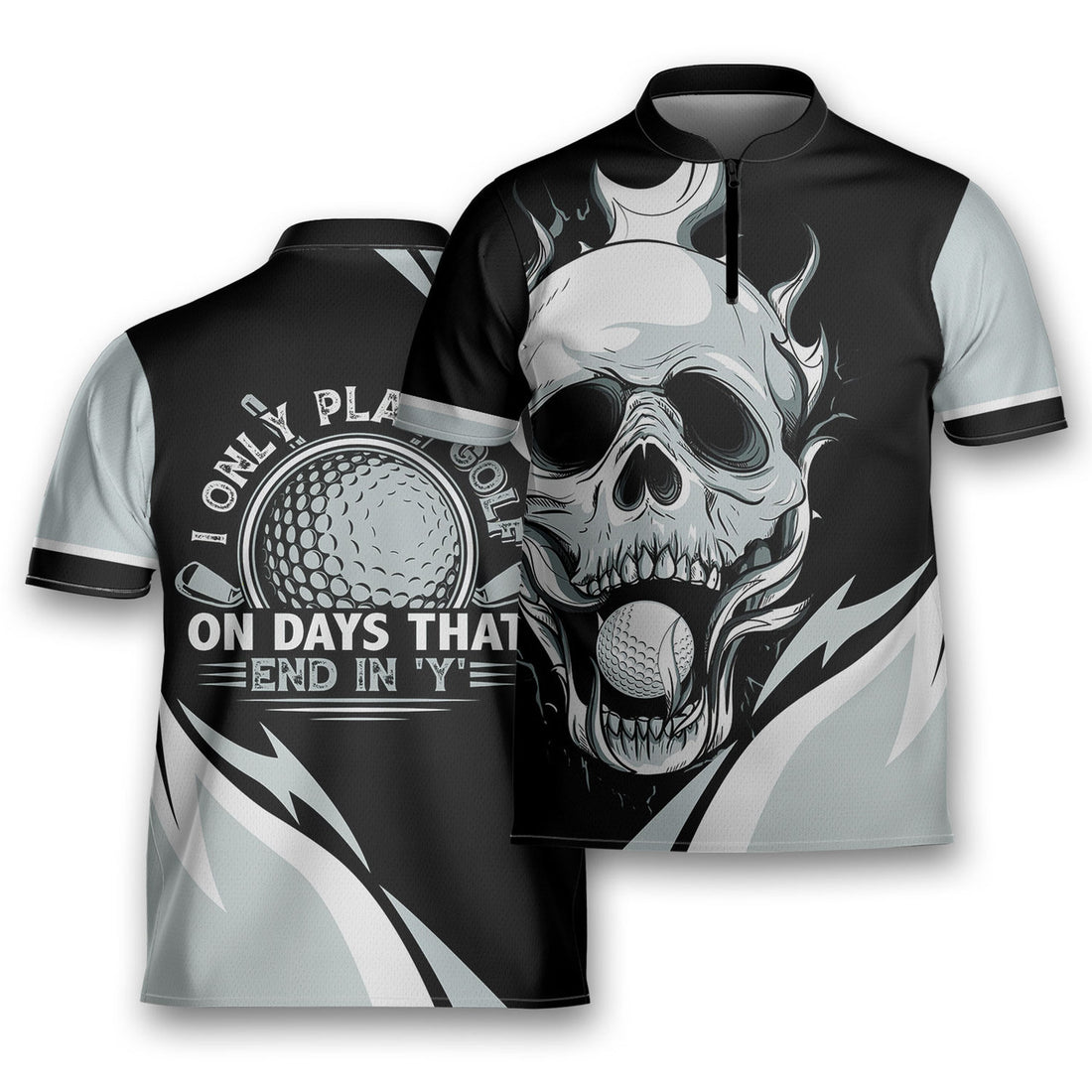 I Only Play Golf On Days End With Y 3D Polo Golfing Mandarin Zipper Jersey