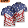 Custom Personalized Patriotic Golf American Flag Golf Golfing Mandarin Zipper Jersey