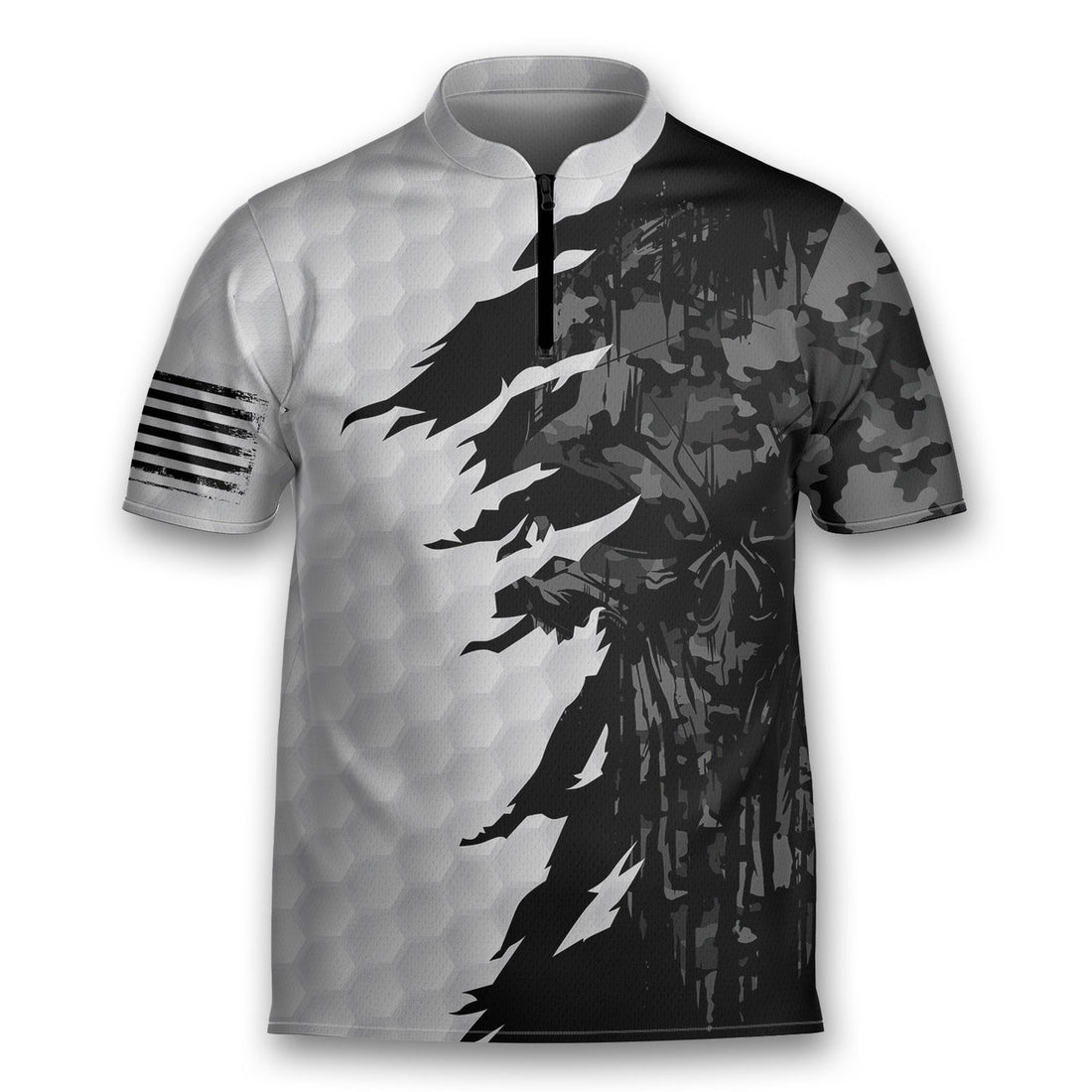 Golf Swing Swear Drink Repeat Men’s Military Camo Golfing Mandarin Zipper Jersey