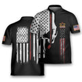 Skull American Flag With Golf Club Golfing Mandarin Zipper Jersey
