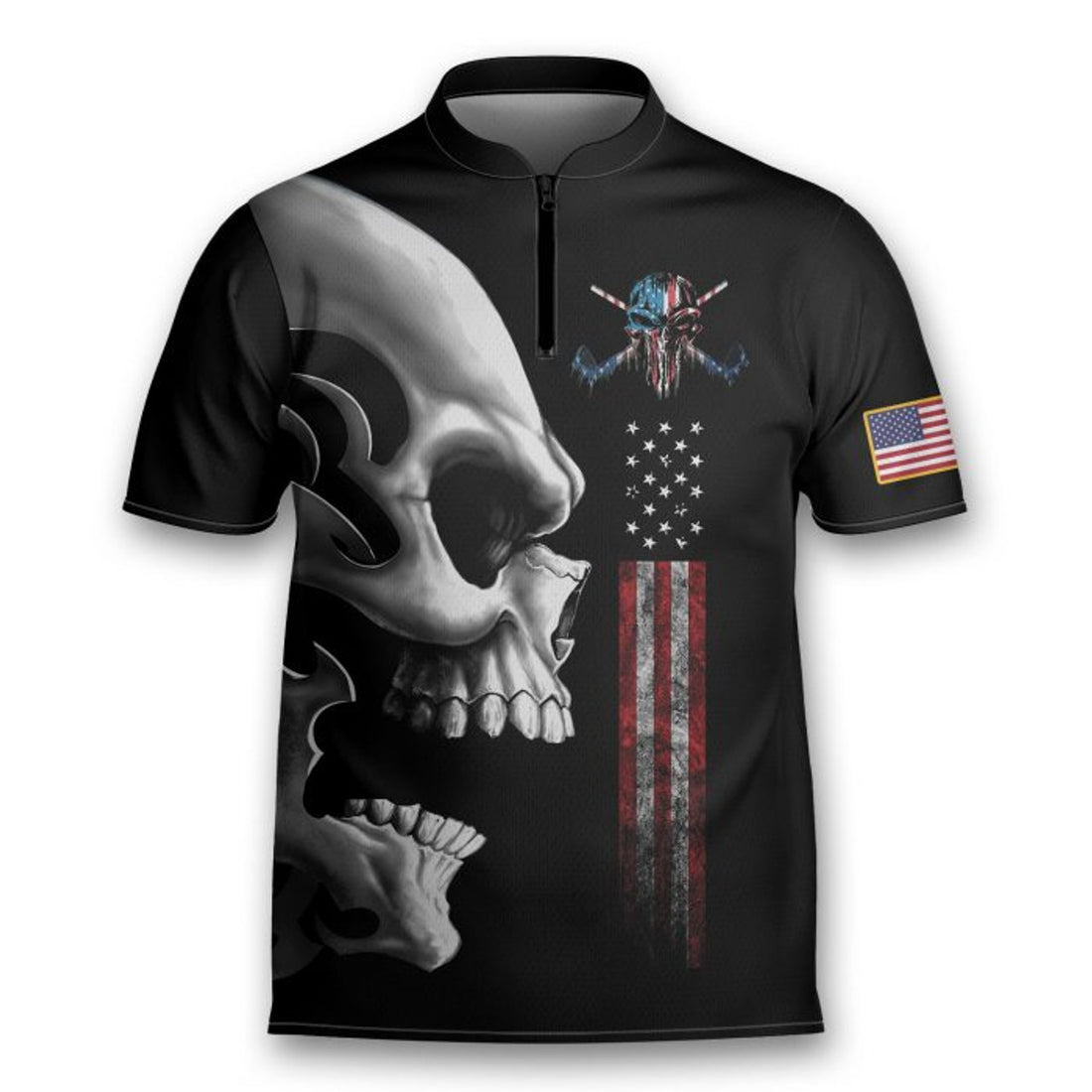 Hello Darkness Golf Skull Premium Golfing Mandarin Zipper Jersey