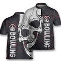 Dark Style Bowling Skull Game Team Bowling Jersey Zipper Shirt