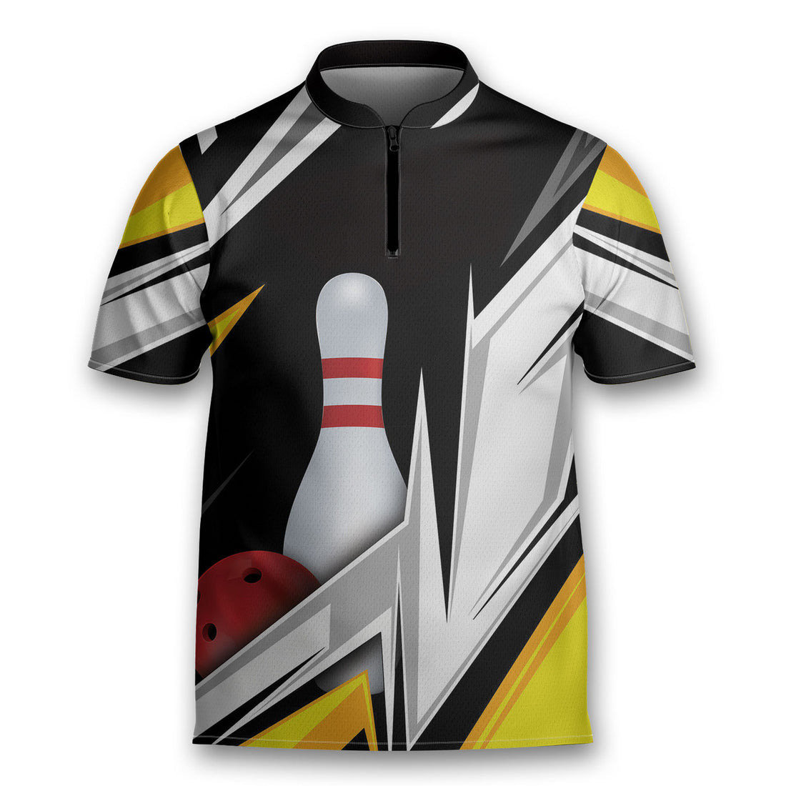 Funny Bowling King Game Team Bowling Jersey Zipper Shirt