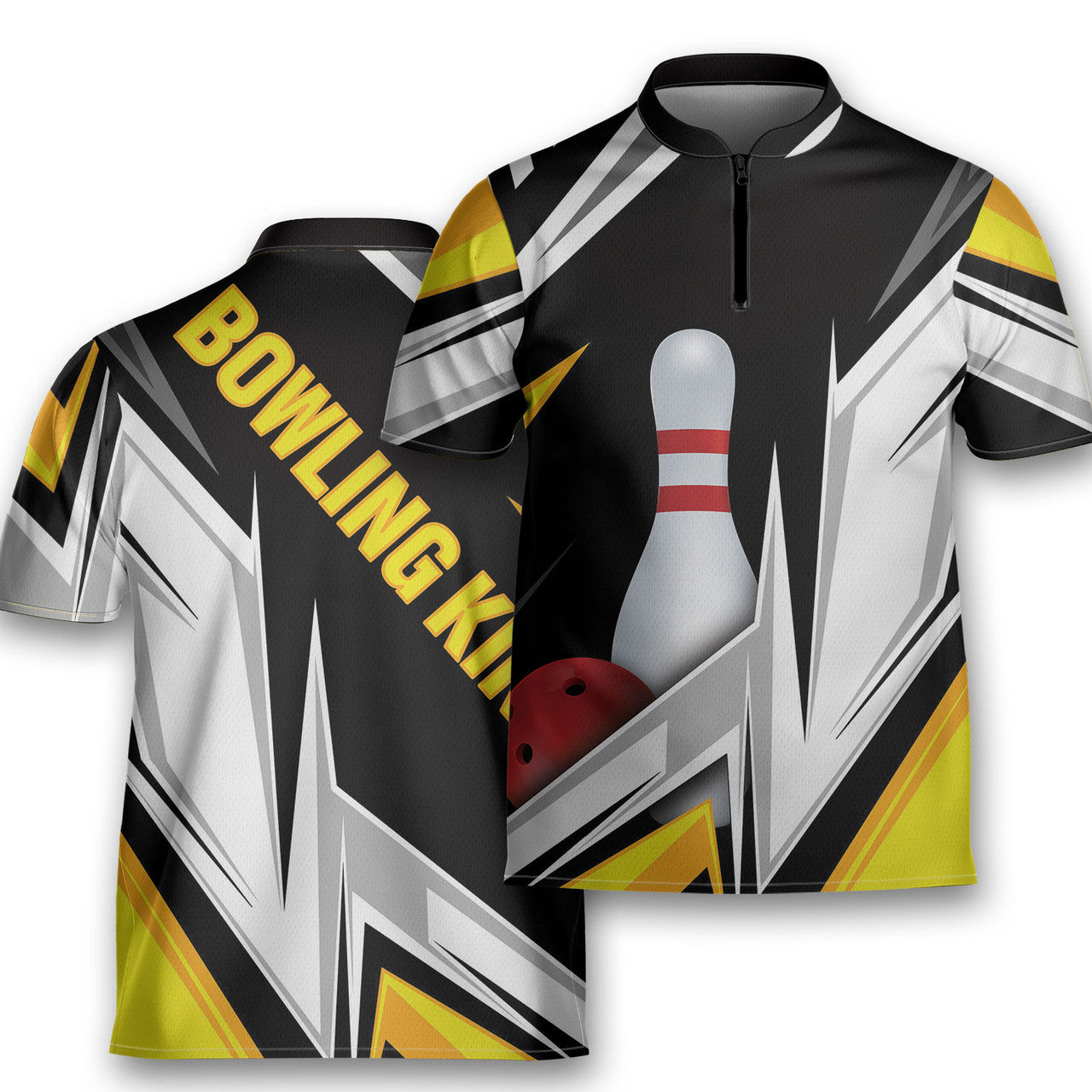 Funny Bowling King Game Team Bowling Jersey Zipper Shirt