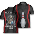 Skull Hello Darkness Play With You Bowling Jersey Zipper Shirt