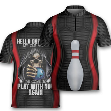Skull Hello Darkness Play With You Bowling Jersey Zipper Shirt