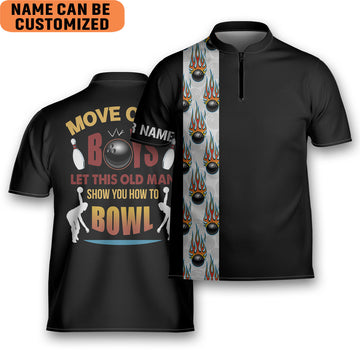 Custom Bowling Move Over Boys Bowling Jersey Zipper Shirt Custom Name