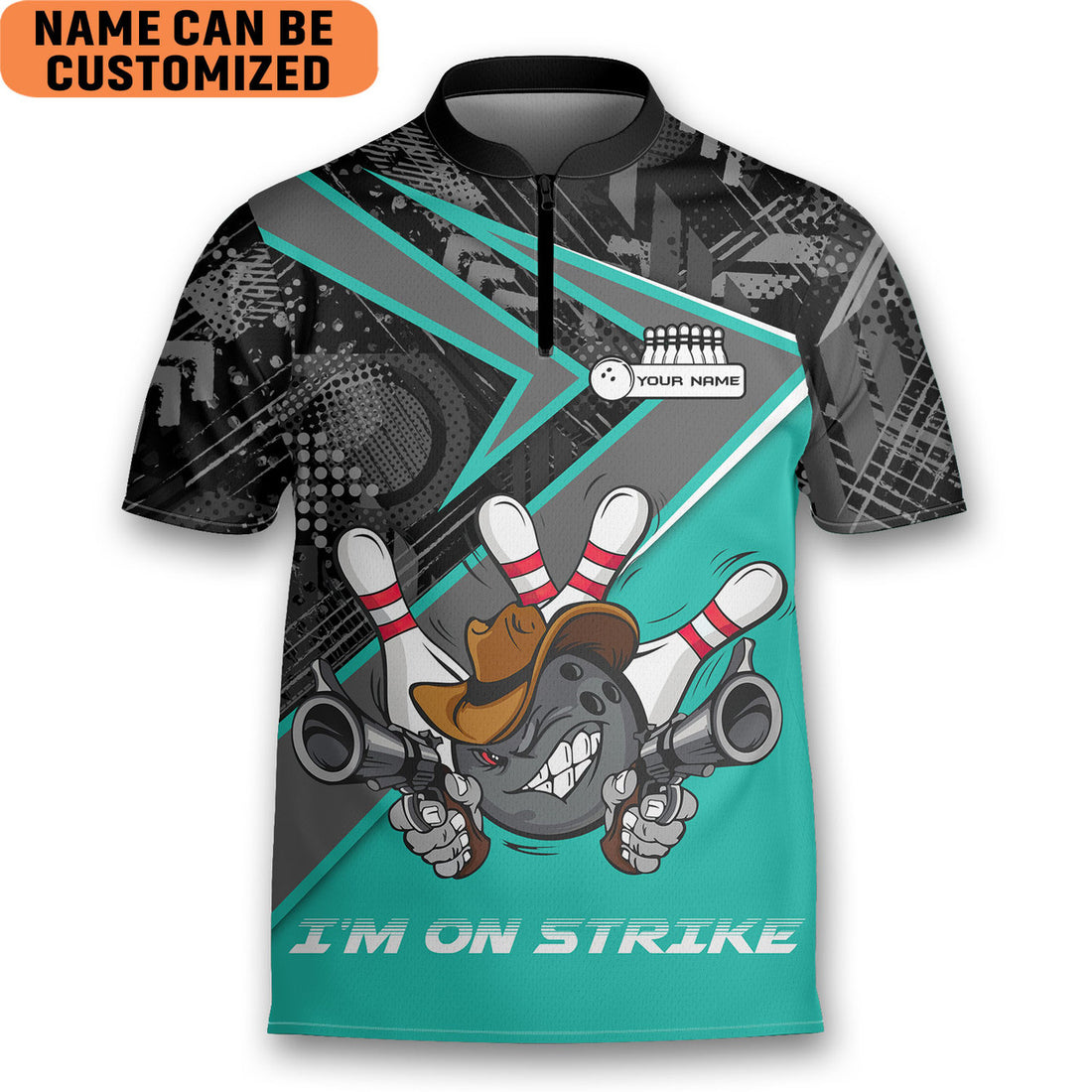 Custom Bowling I’m On Strike Personalized Game Team Bowling Jersey Zipper Shirt