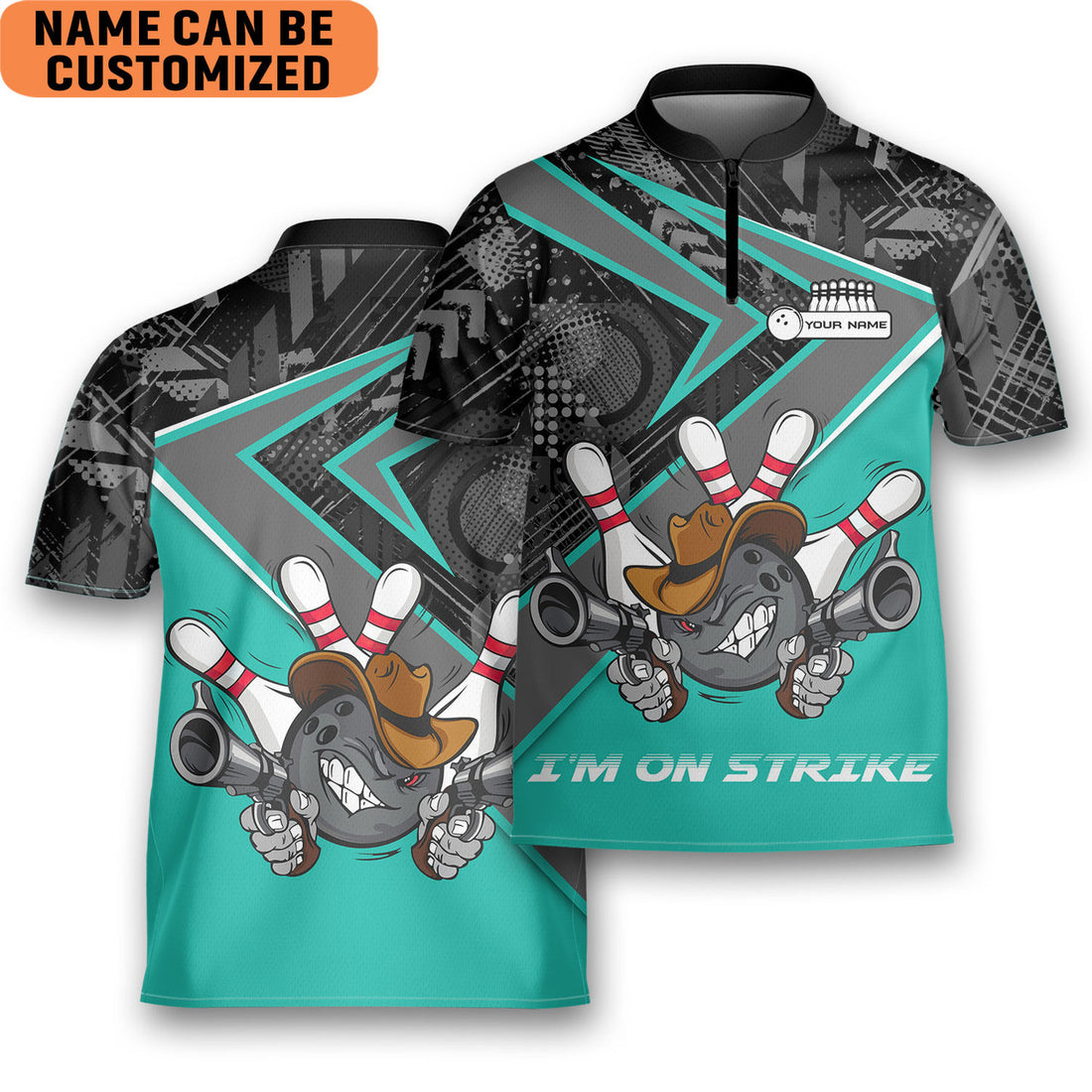 Custom Bowling I’m On Strike Personalized Game Team Bowling Jersey Zipper Shirt