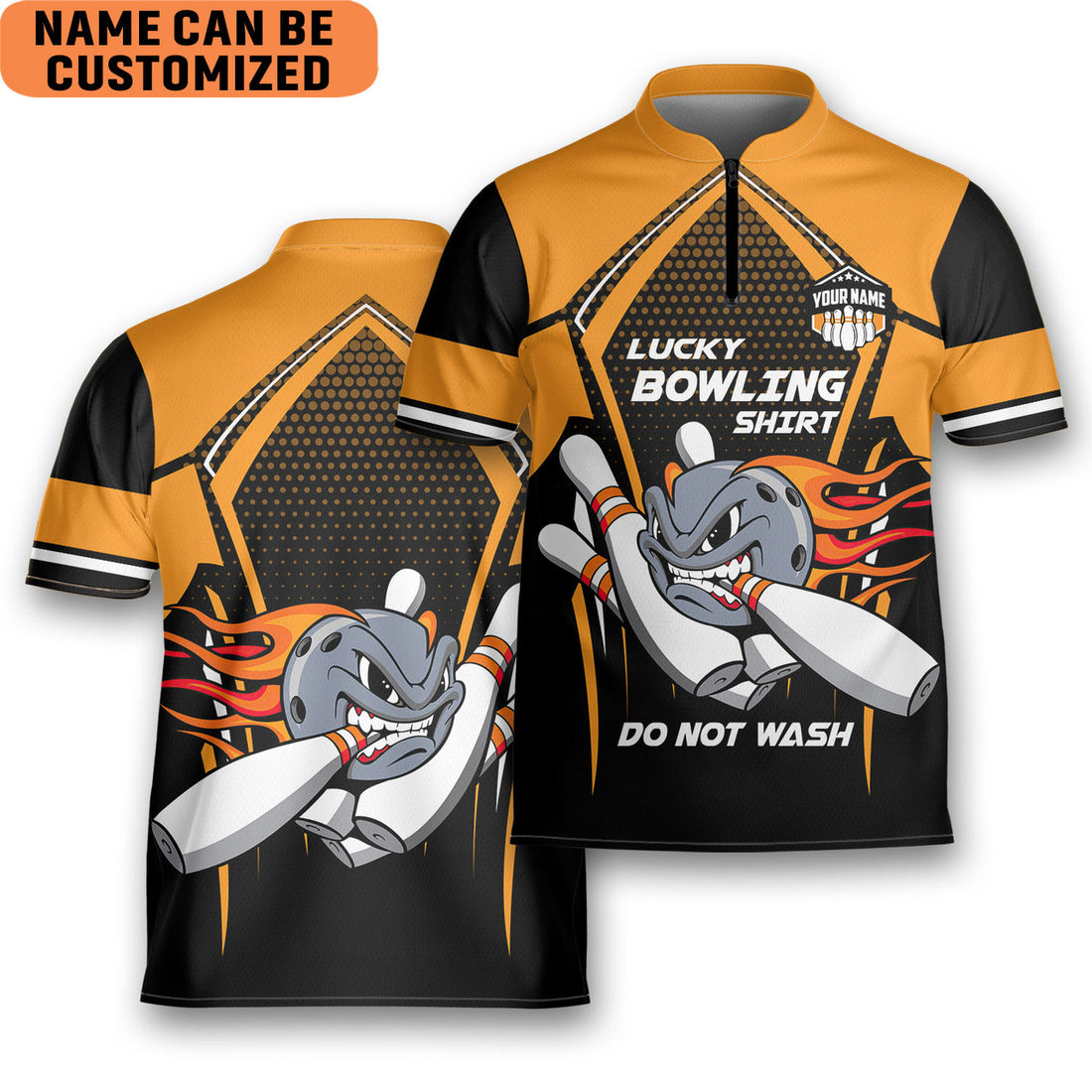 Custom Lucky Bowling Do Not Wash Personalized Game Team Bowling Jersey Zipper