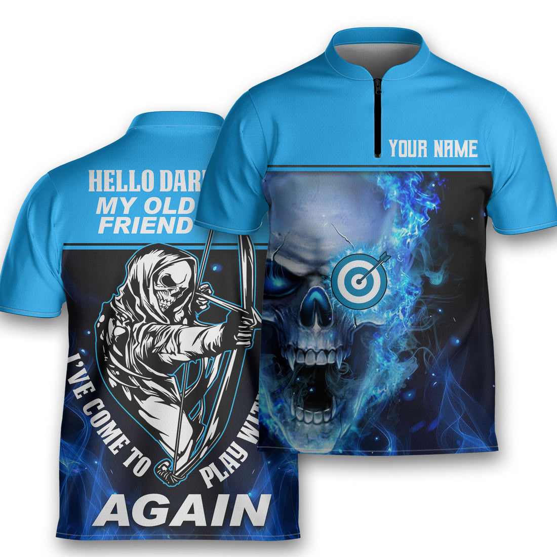 Custom Archery Hello Darkness Skull Shooter Archery Jersey Zipper Shirt