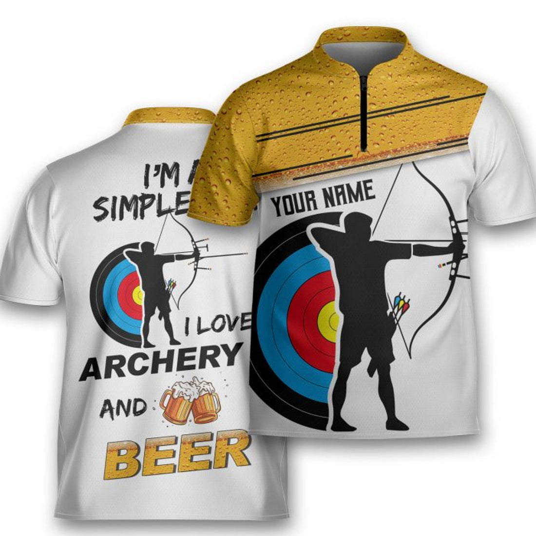 Custom Personalized Love Archery And Beer Shooter Archery Jersey Zipper Shirt