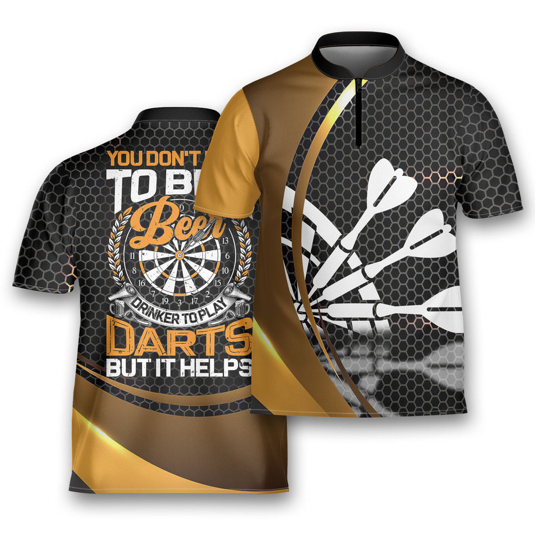 Beer Drinker To Play Darts But It Helps Shooter Archery Jersey Zipper Shirt