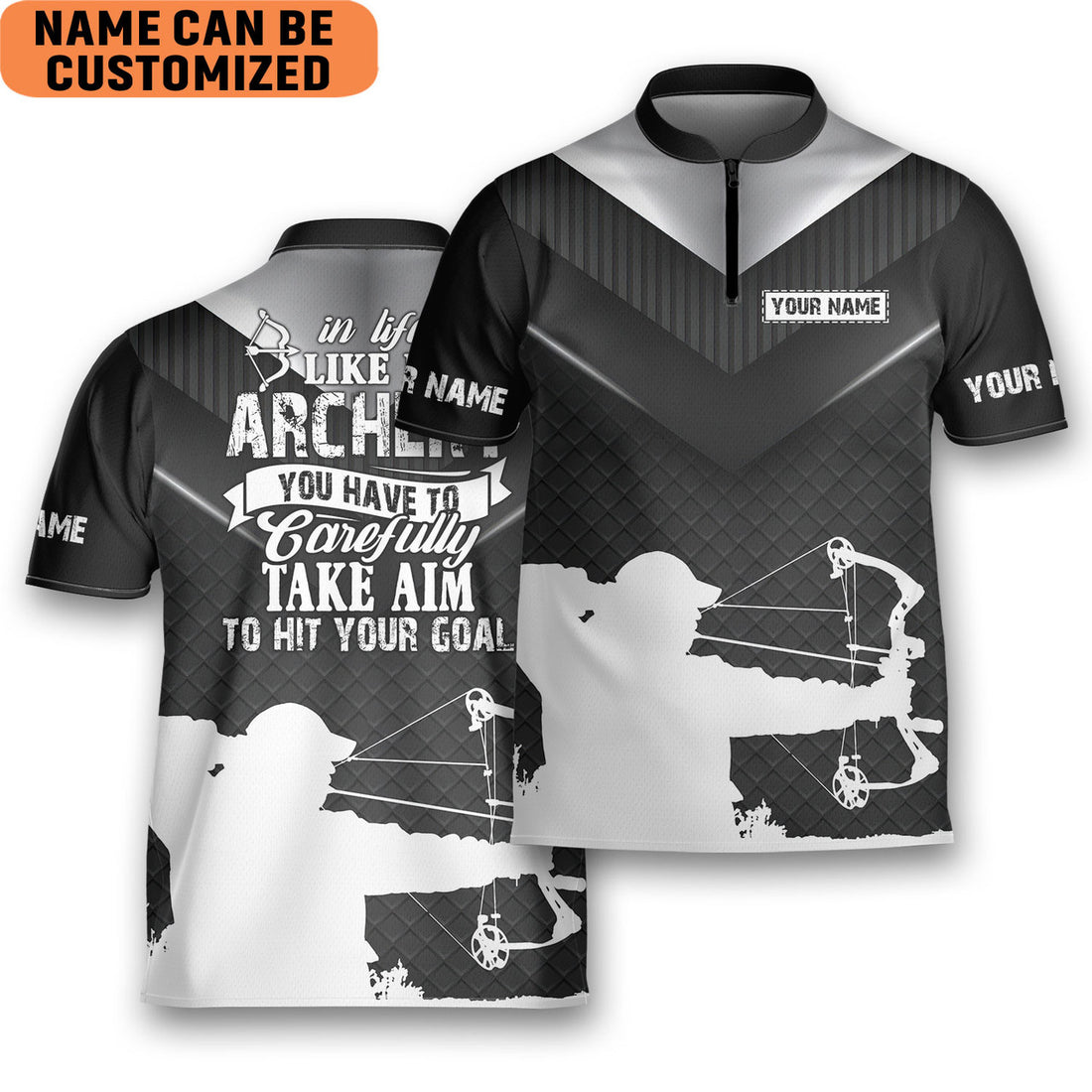 Custom Personalized Carefully Take Aim To Hit Your Goal Shooter Archery Jersey Zipper Shirt