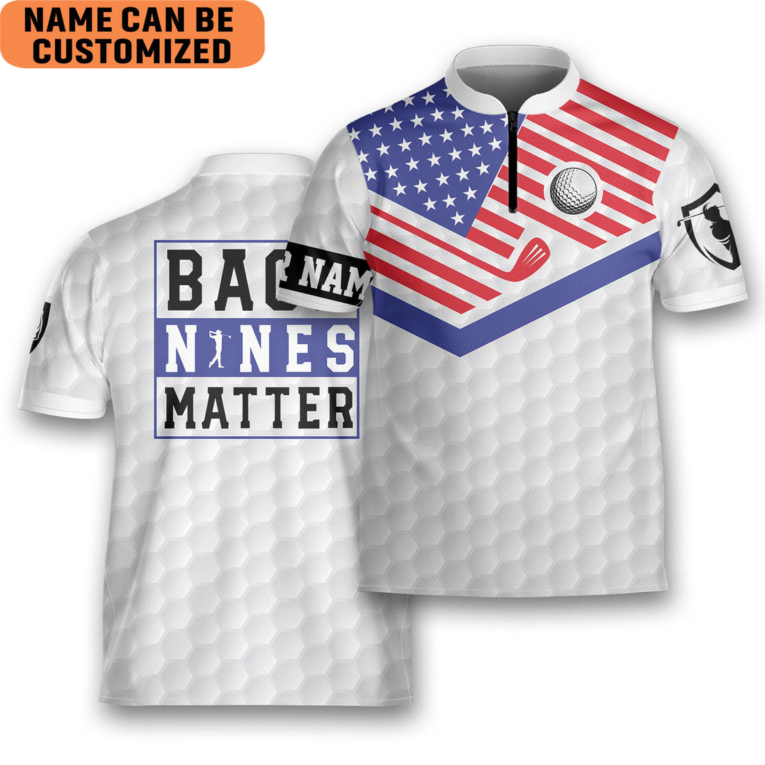 Custom American Golfer Dad Flag And Golf Back Nines Matter Golfing Mandarin Zipper Jersey