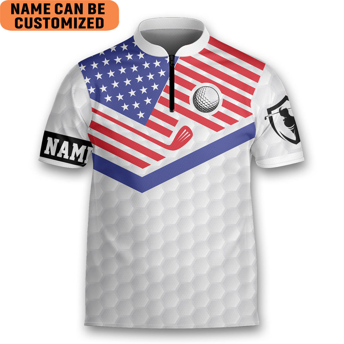 Custom American Golfer Dad Flag And Golf Back Nines Matter Golfing Mandarin Zipper Jersey