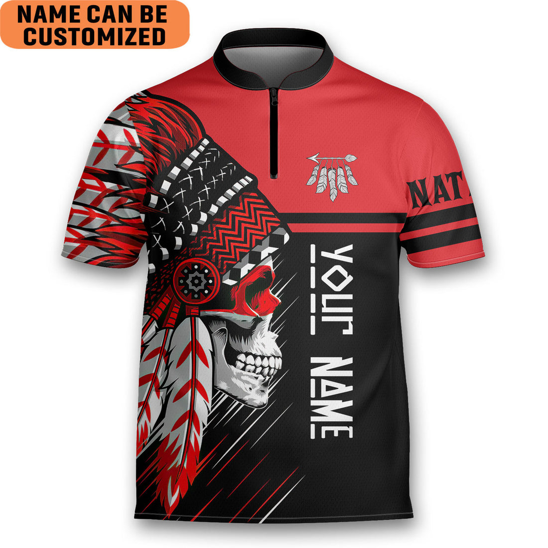 Custom Native Apache Cherokee Skull Dad Husband Golfing Mandarin Zipper Jersey
