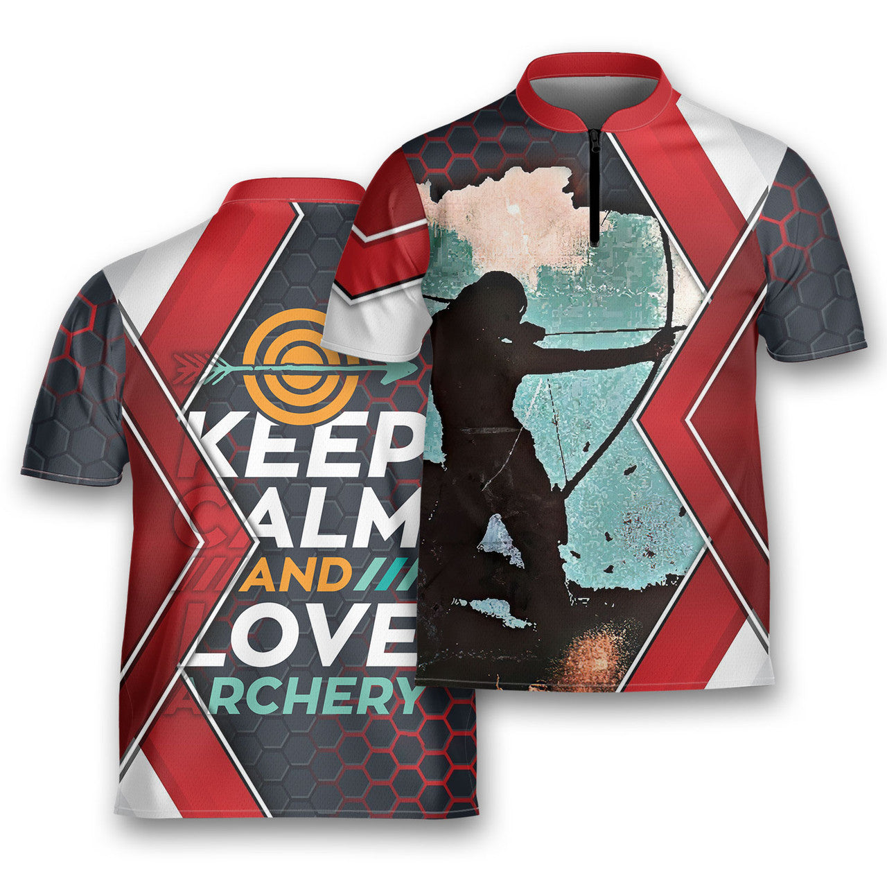 Custom Personalized Keep Calm And Love Archery Jersey Zipper Shirt