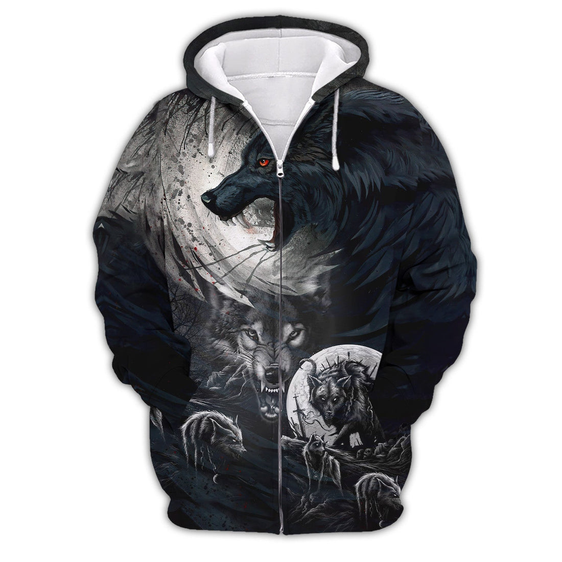 FUNSTUFFPRINT Wolf Tattoo 3D All Print Shirts Mythical Wolves 3D Hoodie and Zip Hoodie