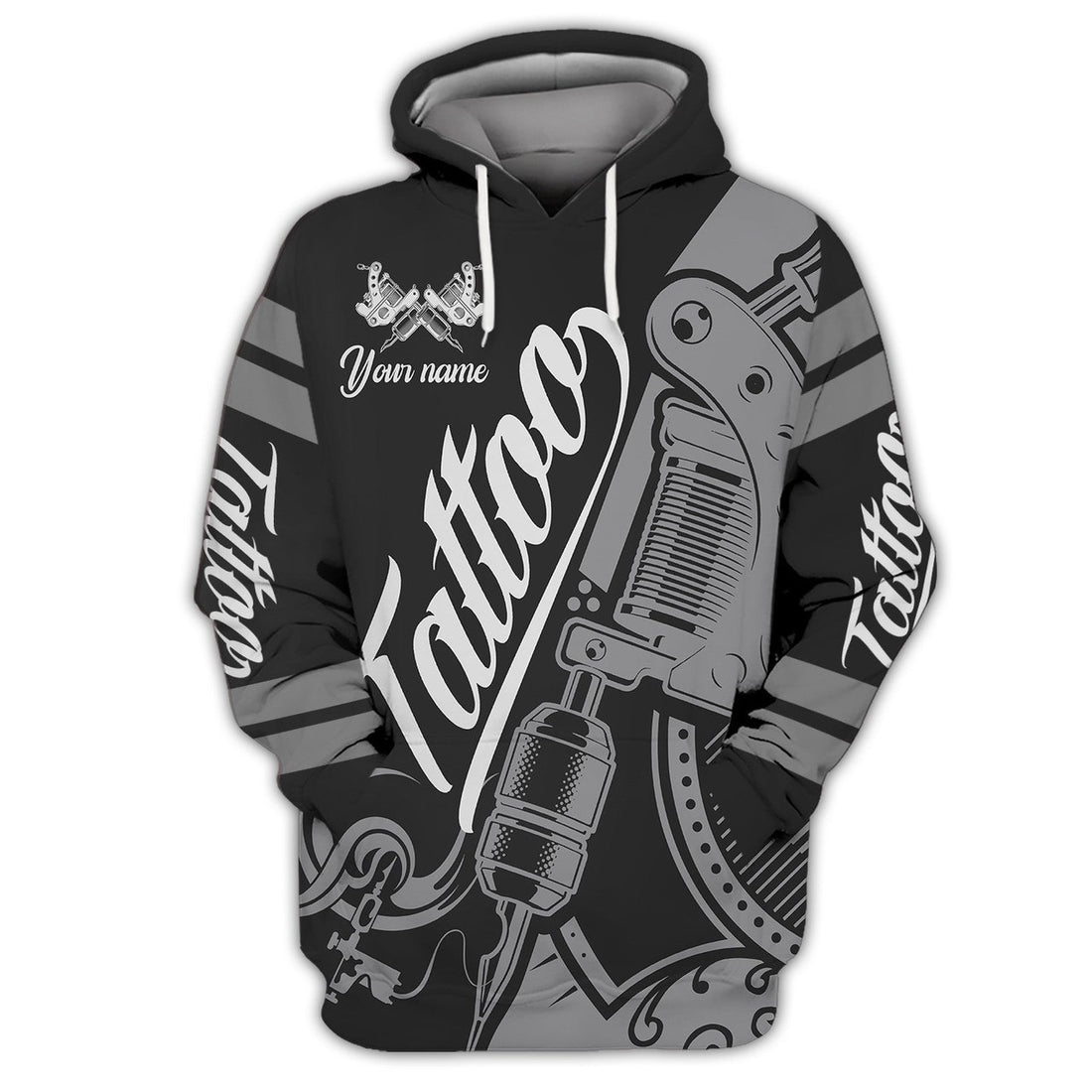 FUNSTUFFPRINT Tattoo Artist Shop Personalized Name 3D Hoodie and Zip Hoodie