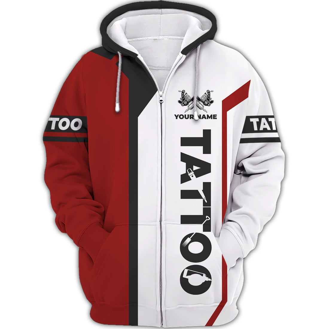 FUNSTUFFPRINT Tattoo Artist Shop Personalized Name 3D Hoodie and Zip Hoodie