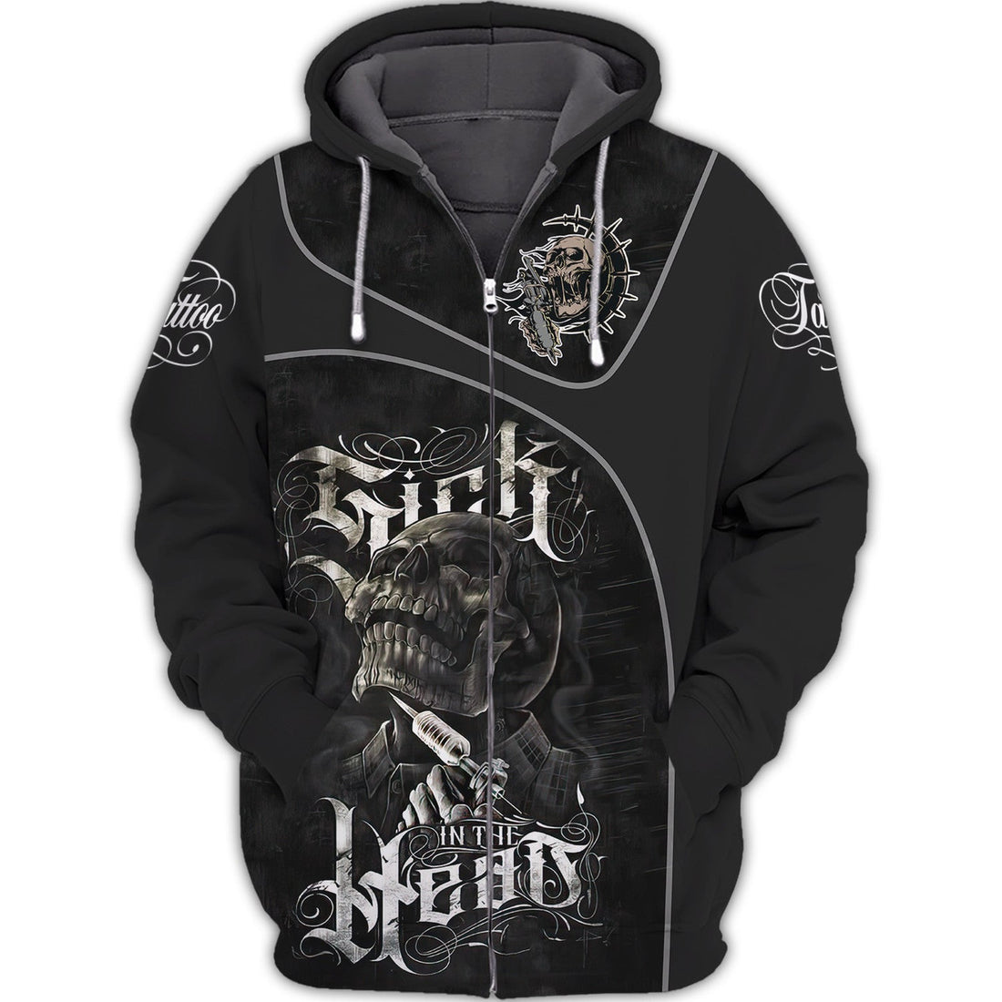 FUNSTUFFPRINT Tattoo Artist Shop Personalized Name Zipper 3D Hoodie and Zip Hoodie