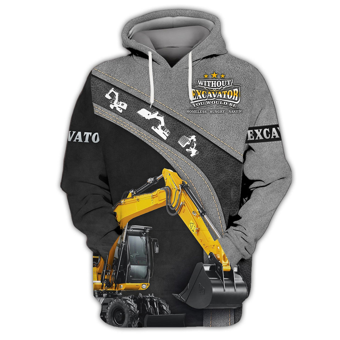 FUNSTUFFPRINT Custom Excavator Old Man 3D Hoodie and Zip Hoodie