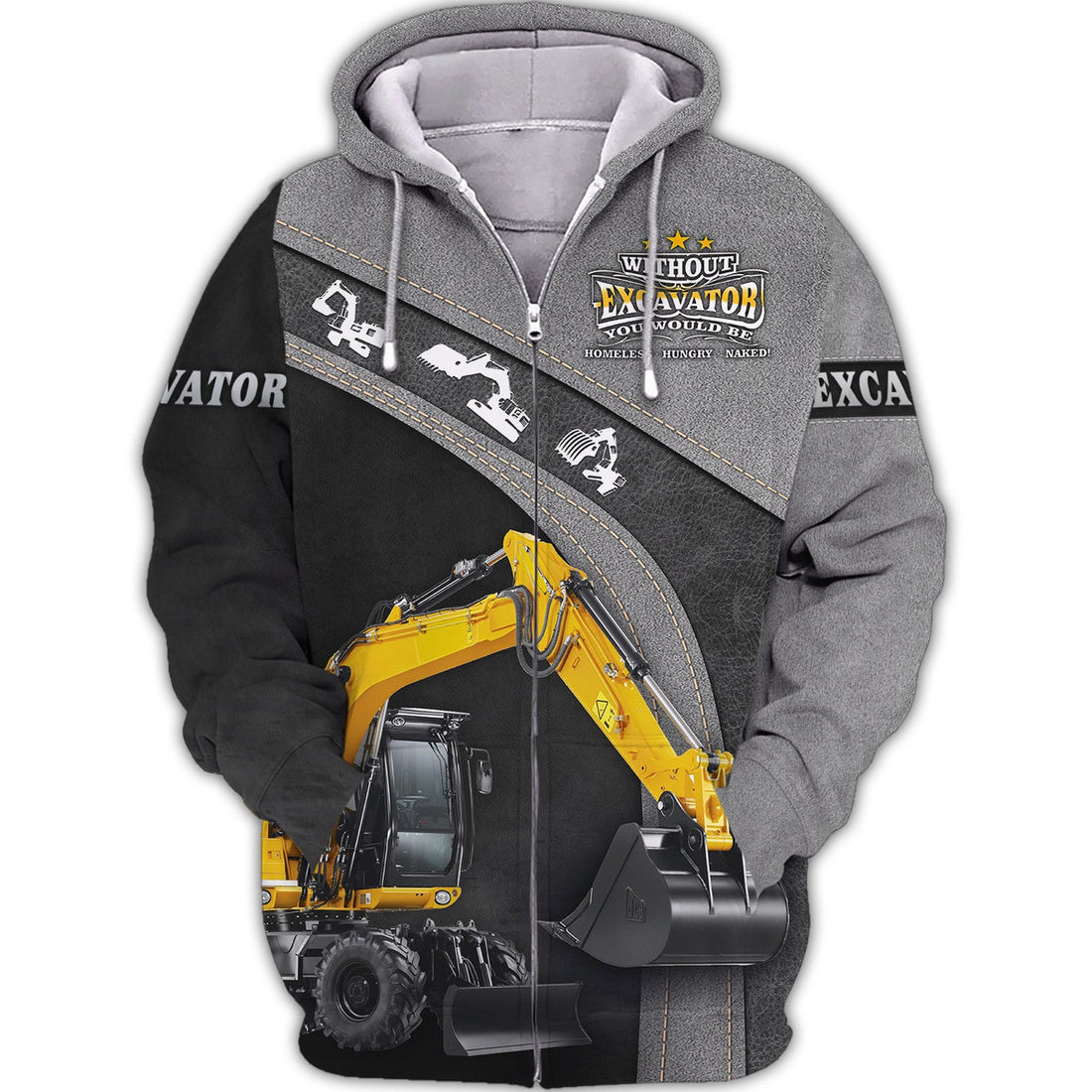 FUNSTUFFPRINT Custom Excavator Old Man 3D Hoodie and Zip Hoodie