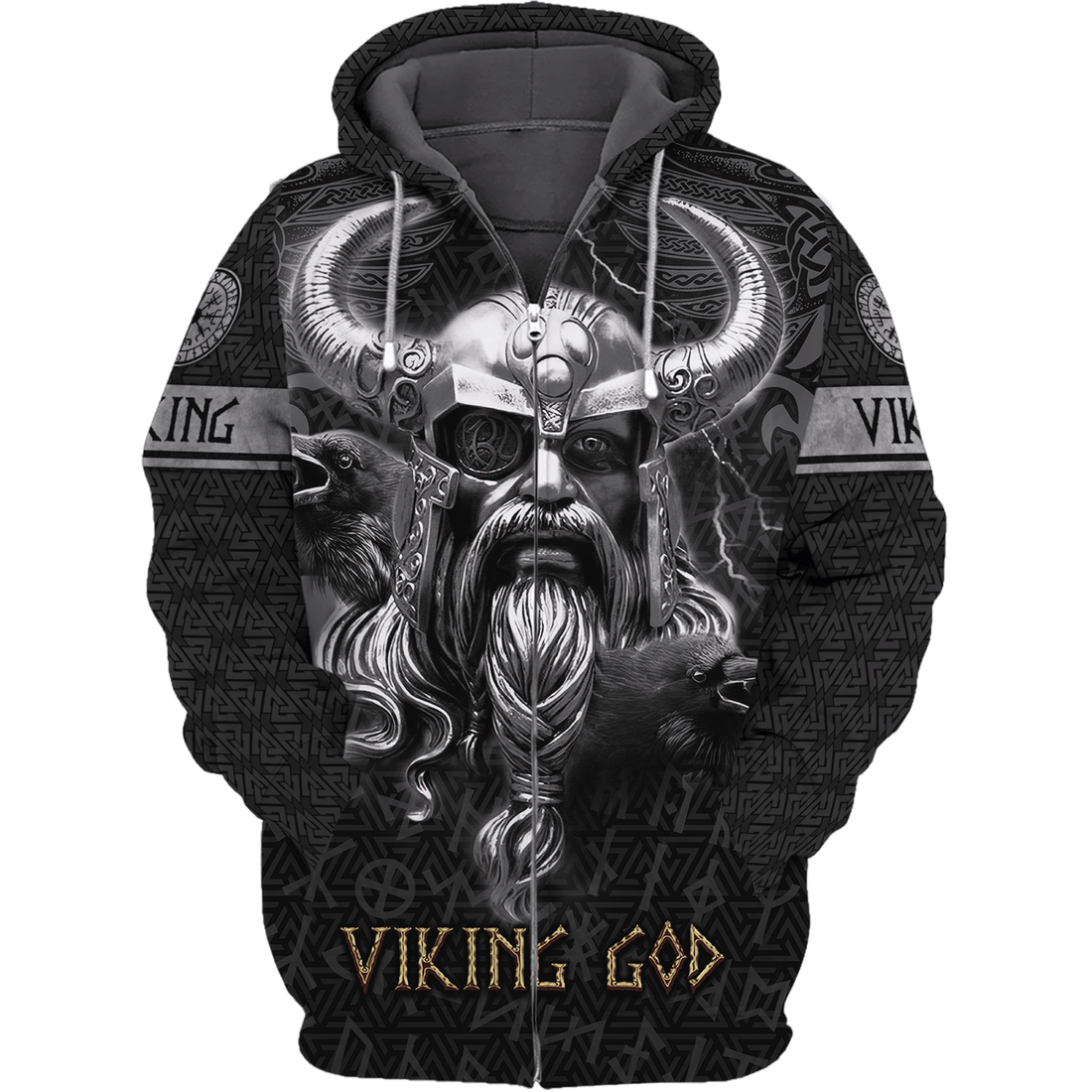 FUNSTUFFPRINT Skull Viking Tattoo Style 3D Hoodie and Zip Hoodie
