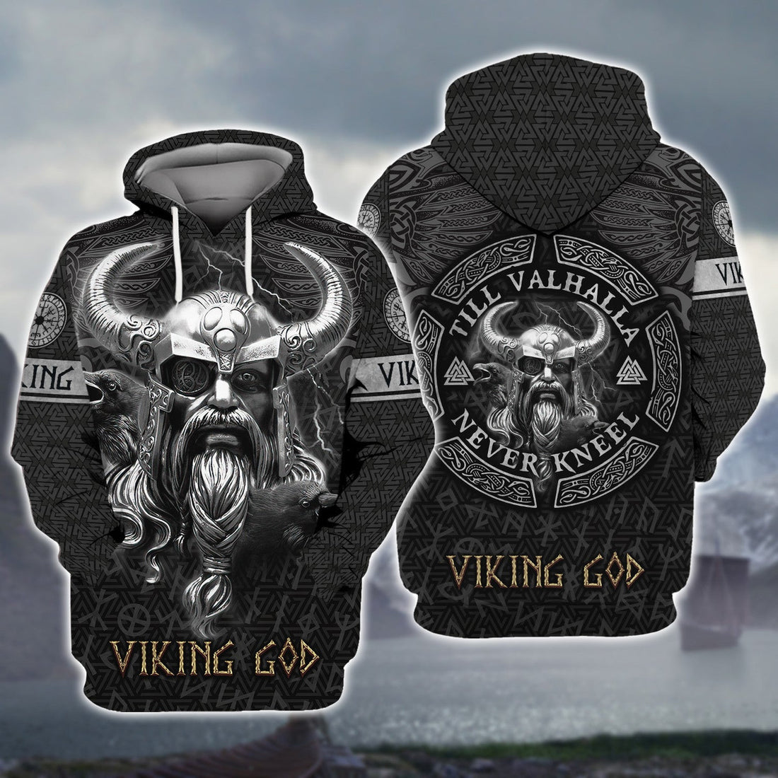 FUNSTUFFPRINT Skull Viking Tattoo Style 3D Hoodie and Zip Hoodie